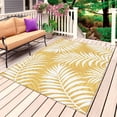 thumbnail image 1 of Palm Leaves Yellow Outdoor Rug for Patio/Deck/Porch, Non-Slip Large Area Rug 5 x 8 Ft, Summer Botanical Coastal Tropical Indoor Outdoor Rugs Washable Area Rugs, Reversible Camping Rug Carpet Runner, 1 of 8