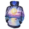thumbnail image 1 of Palm Moon Beach Romance Men's Women Vintage 3D Hooded Sweatshirt - All-Season Loose Fit Streetwear, 1 of 6