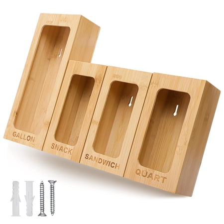 Palm Naki Bamboo Ziplock Bag Organizer for Drawer | Storage Bag Organizer & Bag Holder for Kitchen Plastic Bag Storage | Organizer for Gallon, Gallon, Quart, Snack & Sandwich Size Ziplock Bags