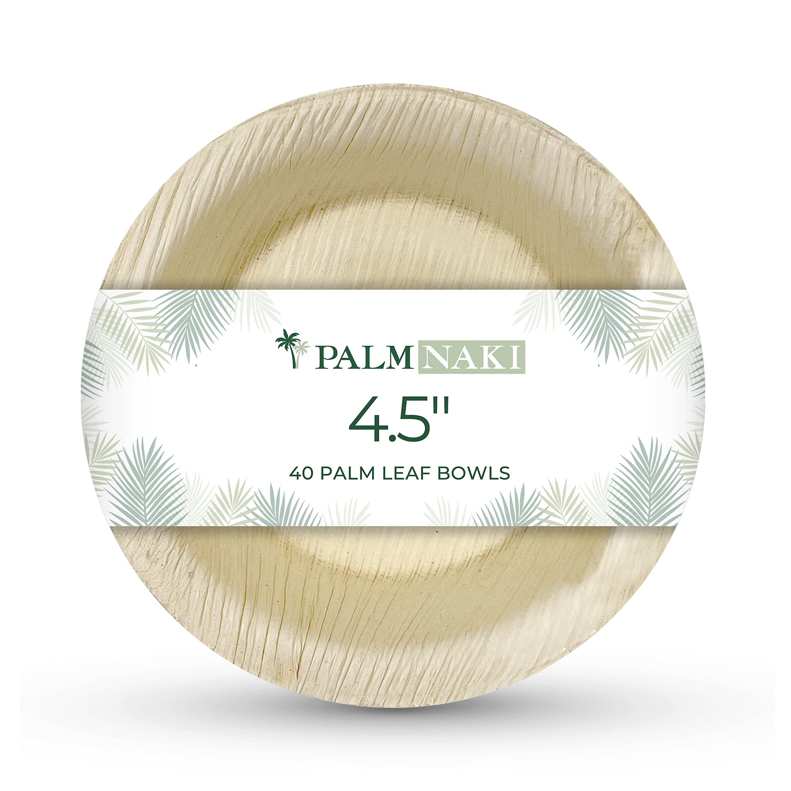 Palm Naki Round Palm Leaf Condiment Bowls (40 Count) Disposable Dinnerware, Compostable and
