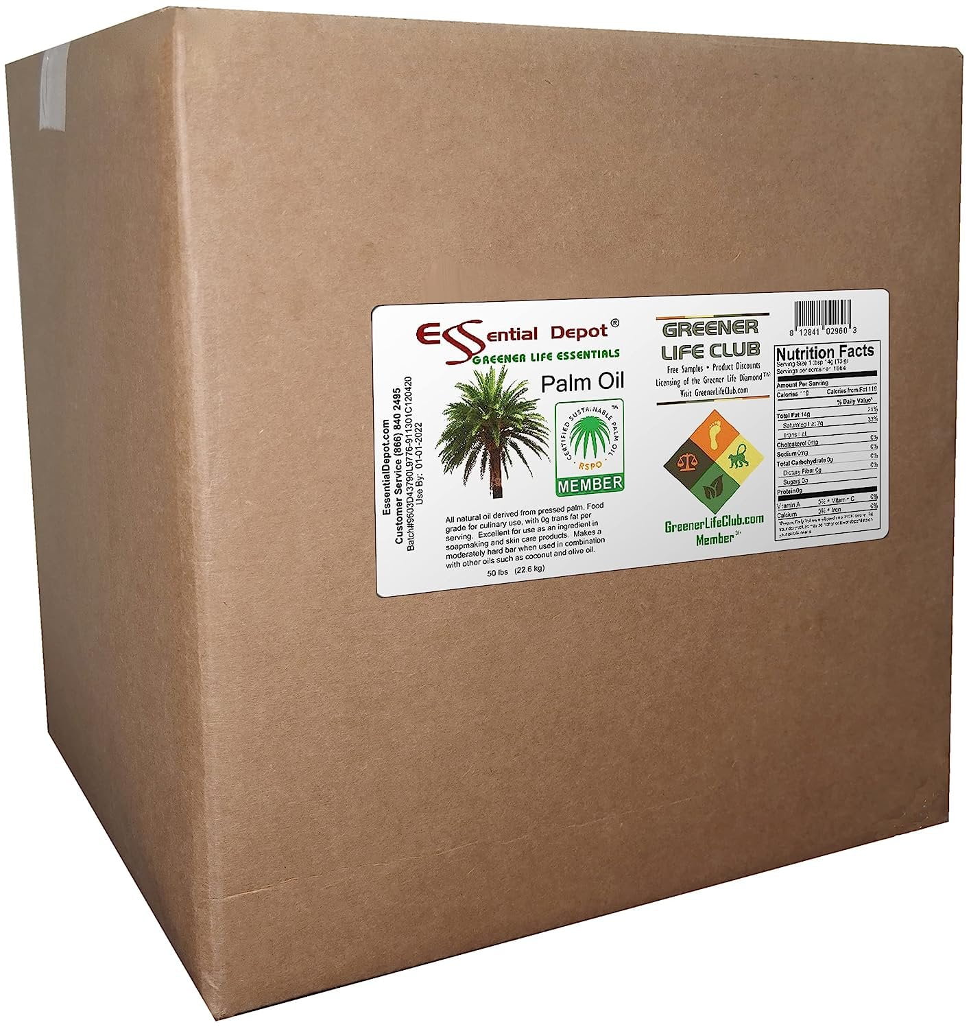Palm Oil Shortening Cube - 50 lbs - No Stir - Food Grade - Kosher -  SUSTAINABLE - RSPO Certified - Not Hydrogenated 