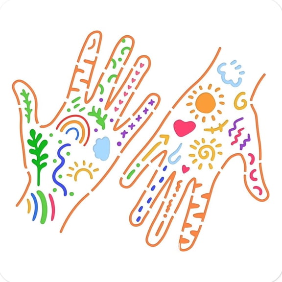 Palm Painting Stencil 11.81x11.81 Inch Reusable Craft Stencils Hollow Out Drawing Painting Template