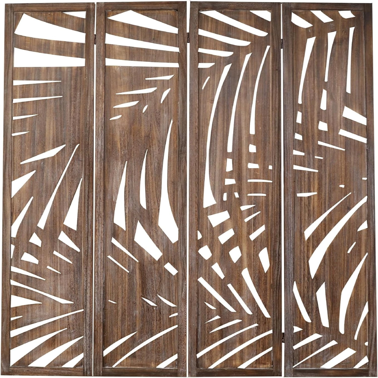 - Palm Panel Wooden Room Divider Folding Screen Room Divider with Palm ...