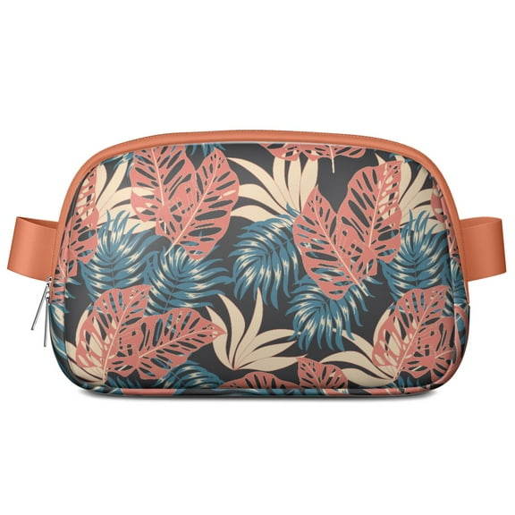 Palm Paradise Fanny Pack – Waterproof Adjustable Waist Bag with Oversized Monstera Leaf Design, Statement Vacation Style