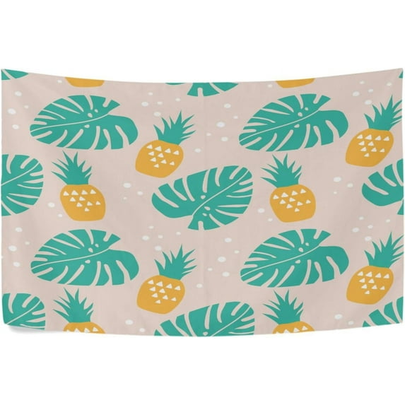 Palm Pineapple Tapestry Wall Hanging Tapestries Happy Colorful Hippie Psychedelic Art Polyester Carpet Wall Decorative for Living Room Bedroom 80x60inch