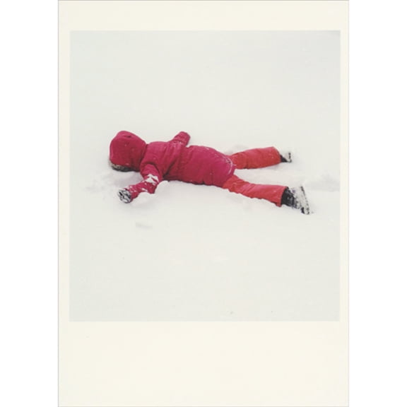 Palm Press Reverse Snow Angel: Child in Red Jacket Face Down in Snow Humorous / Funny Christmas Card (1 card/1 envelope)
