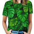 thumbnail image 1 of Palm Print T-Shirt O Neck Oversize T-Shirts Short Sleeve Classic Tees Women Summer Graphic Tops, 1 of 5
