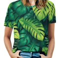 thumbnail image 1 of Palm Print Women T-Shirt Classic O Neck T-Shirts Short-Sleeve Trendy Animal Print Design Tshirt Casual Clothing, 1 of 5