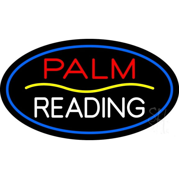 Palm Reading Yellow Line LED Neon Sign 13 x 24 - inches Black Square Cut Acrylic Backing, with Dimmer - Bright and Premium built indoor LED Neon Sign for Storefront.