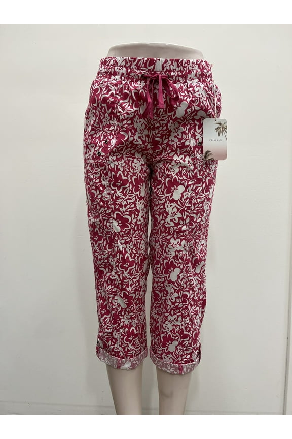 printed cotton pull on capri