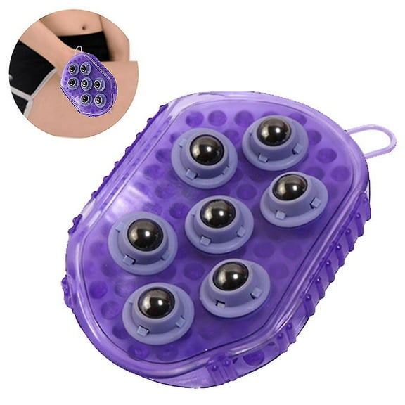Palm Shaped Massage Glove Brush With 7 Metal Roller Ball For Relieving Pain Muscle Soreness Cellulite