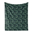 thumbnail image 1 of Palm Soft Flannel Fleece Blanket, Repeating Jungle Foliage Pattern with Exotic Leaves Tropic Rainforest Plant, Cozy Plush for Indoor and Outdoor Use, 50" x 60", Jade Green Navy Green, by Ambesonne, 1 of 6