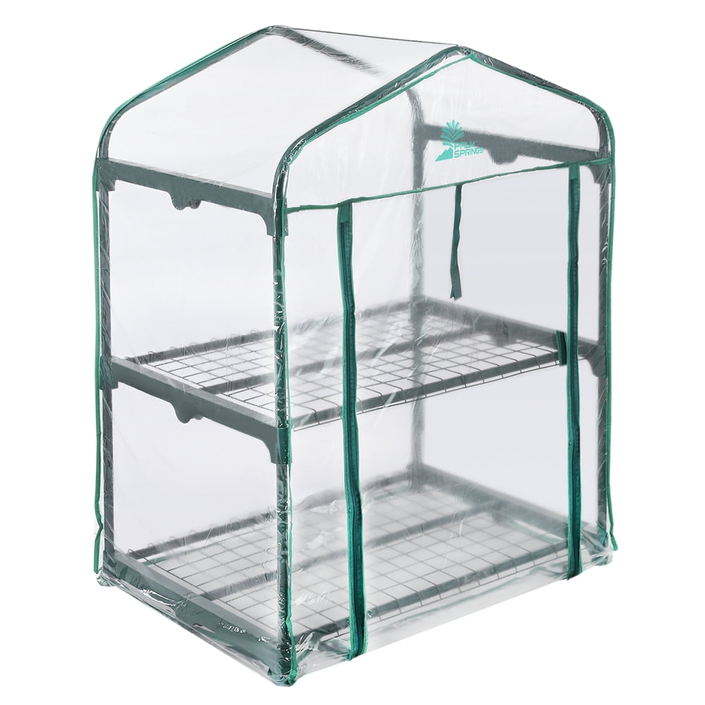 Palm Springs Clear PVC 2-Tier Mini Greenhouse with Steel Frame