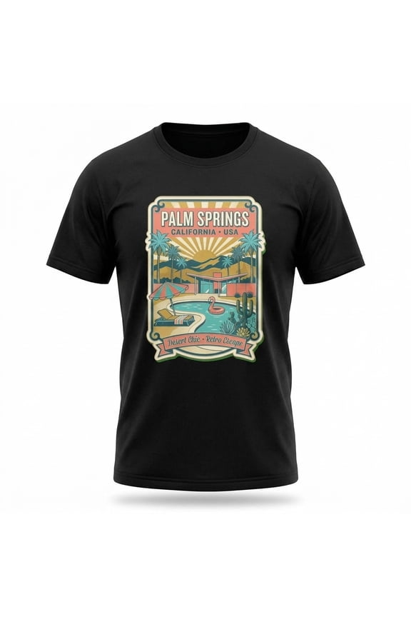 Palm Springs California Retro Pool Graphic T-Shirt Unisex Travel Tee