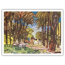 Palm Springs California - United Air Lines - Vintage Airline Travel Poster by Millard Sheets c.1958 - Master Art Print (Unframed) 9in x 12in