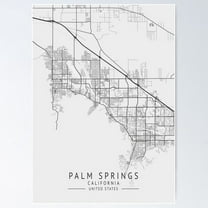Palm Springs - California - Us Gray City Map Poster Wall Art, Modern Wall Decor For Living Room Bedroom, 8x12 UNFRAMED