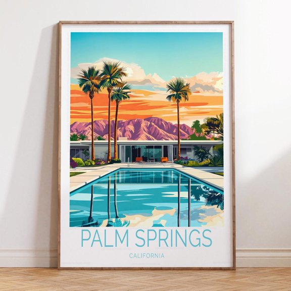 Palm Springs California Wedding Home Decor Travel Poster V2 Unframed Paper Print