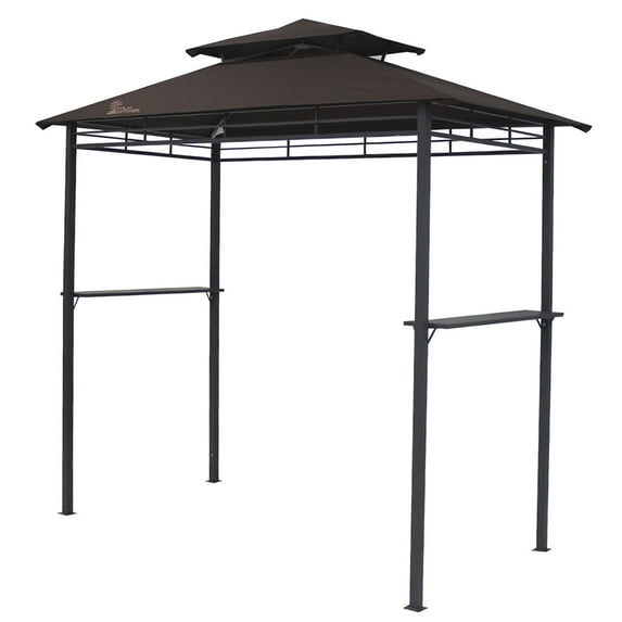 Palm Springs Deluxe 8FT Double-Tier Barbecue Canopy / BBQ Grill Tent Brown