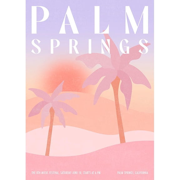 Palm Springs Festival Print Wall Art, Modern Wall Decor For Living Room Bedroom, 12x18 UNFRAMED