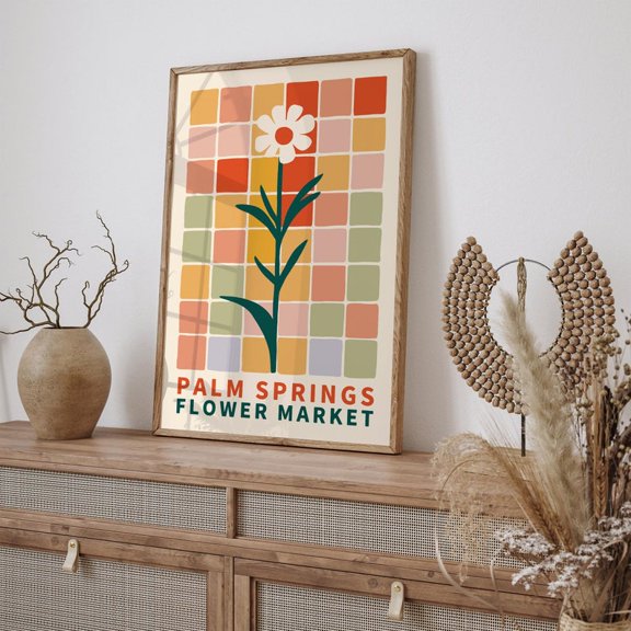 Palm Springs Flower Market Retro Unframed Paper Print