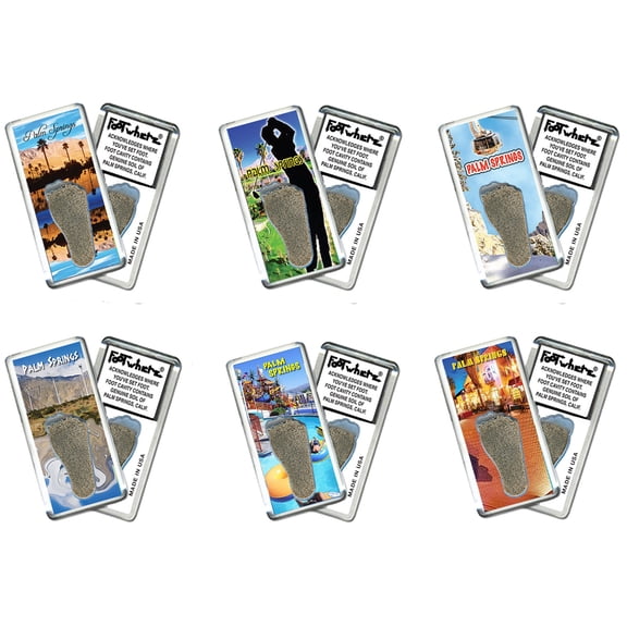Palm Springs FootWhere Souvenir Fridge Magnets. 6 Piece Set. (PS200 - Assorted)