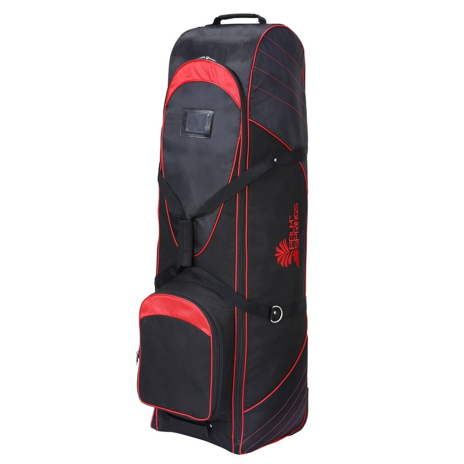 Palm Springs Golf Bag Travel Cover V2, 600D Polyester, Black/Red, with Wheels