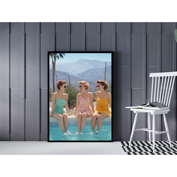 Palm Springs Poolside Mid Century Wall Art Decor Unframed Paper Print