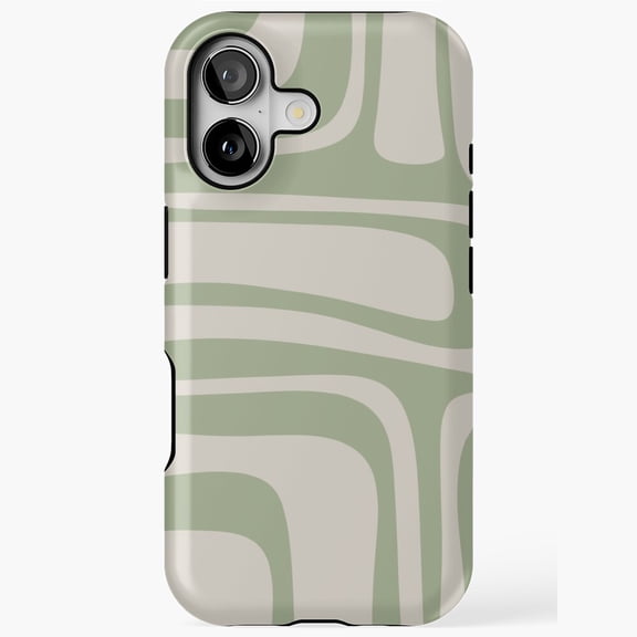 Palm Springs Retro Almond Sage Green Midcentury Pattern Art Case 17 16 15 14 13 12 11 Pro Max