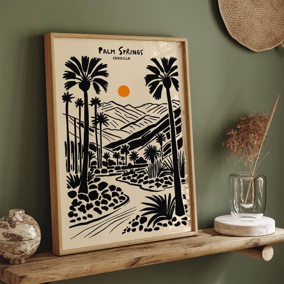 Palm Springs Retro Desert Sunset Unframed Paper Print