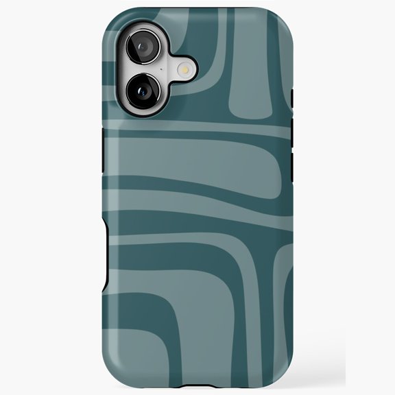 Palm Springs Retro Steel Blue Mid Century Abstract Pattern Phone Case 17 16 15 14 13 12 11 Pro Max