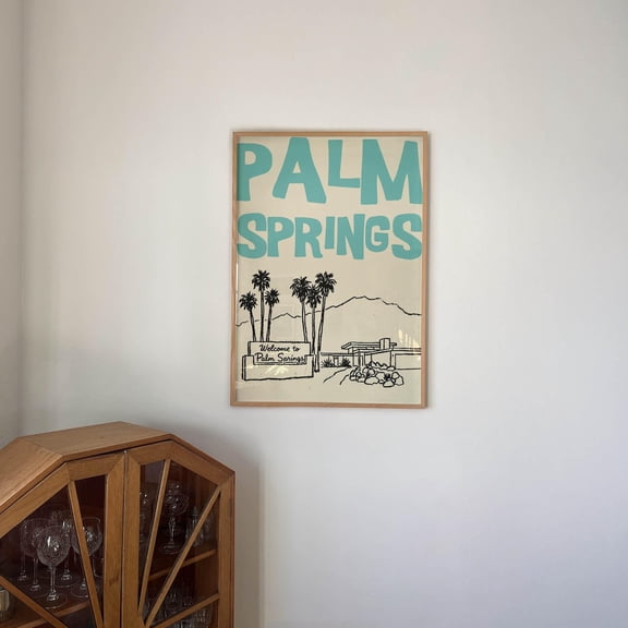 Palm Springs Teal Retro Travel Decor Wall Art
