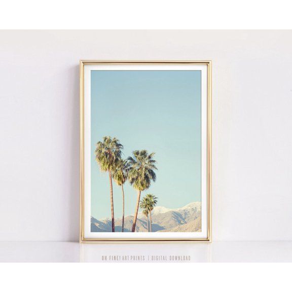 Palm Springs Tree Poster with Oversized Tropical Travel Style Unframed Paper Print