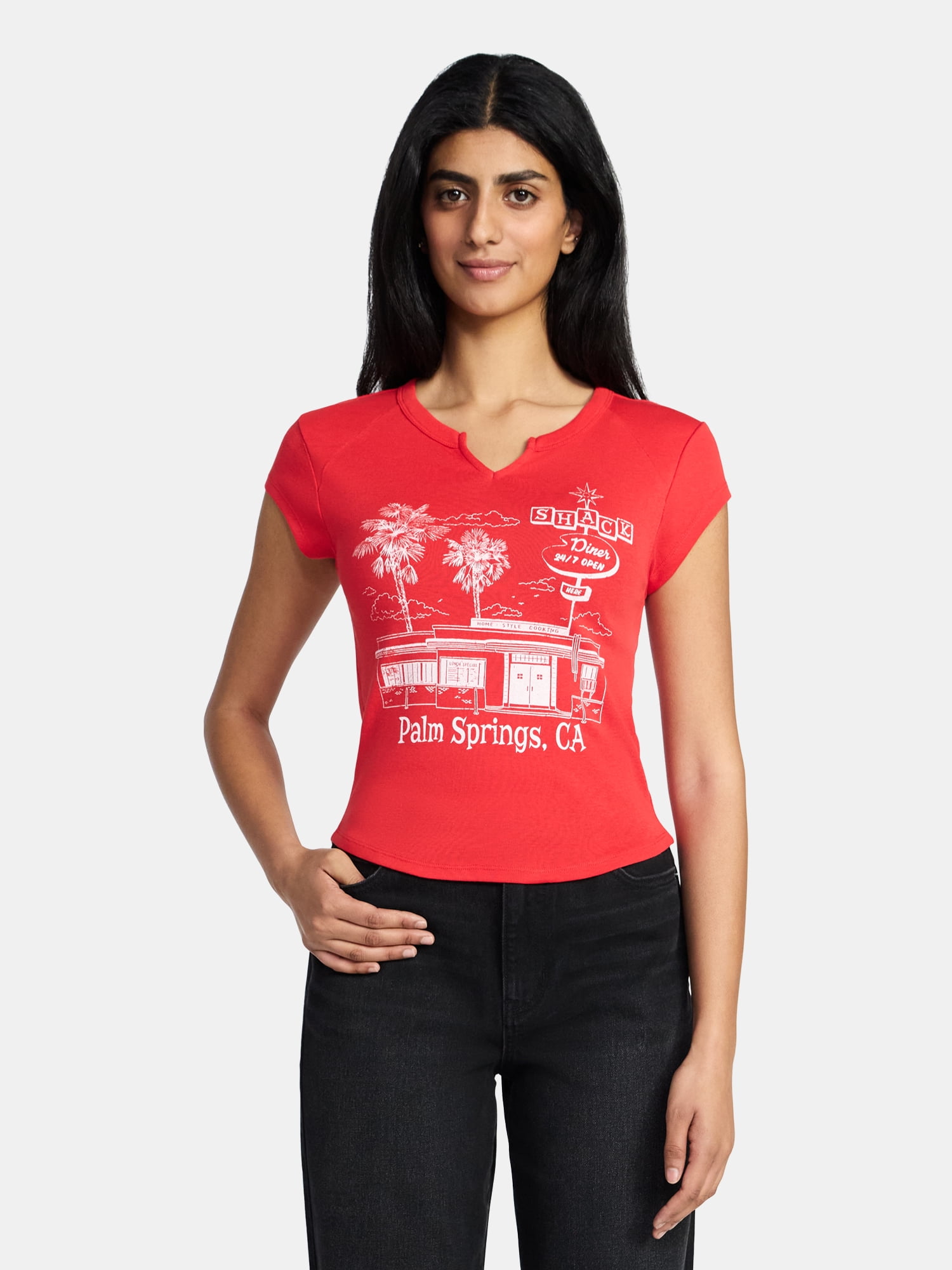 Palm Springs Women's Graphic Tee with Short Sleeves, Sizes XXS-XXL