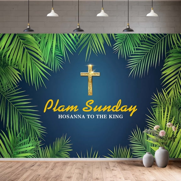 Palm Sunday Banner Decorations, Religious Faith Hope Grace Peace Dove Christian Religion Easter Backdrop,Holiday Party Supplies,12x8FT