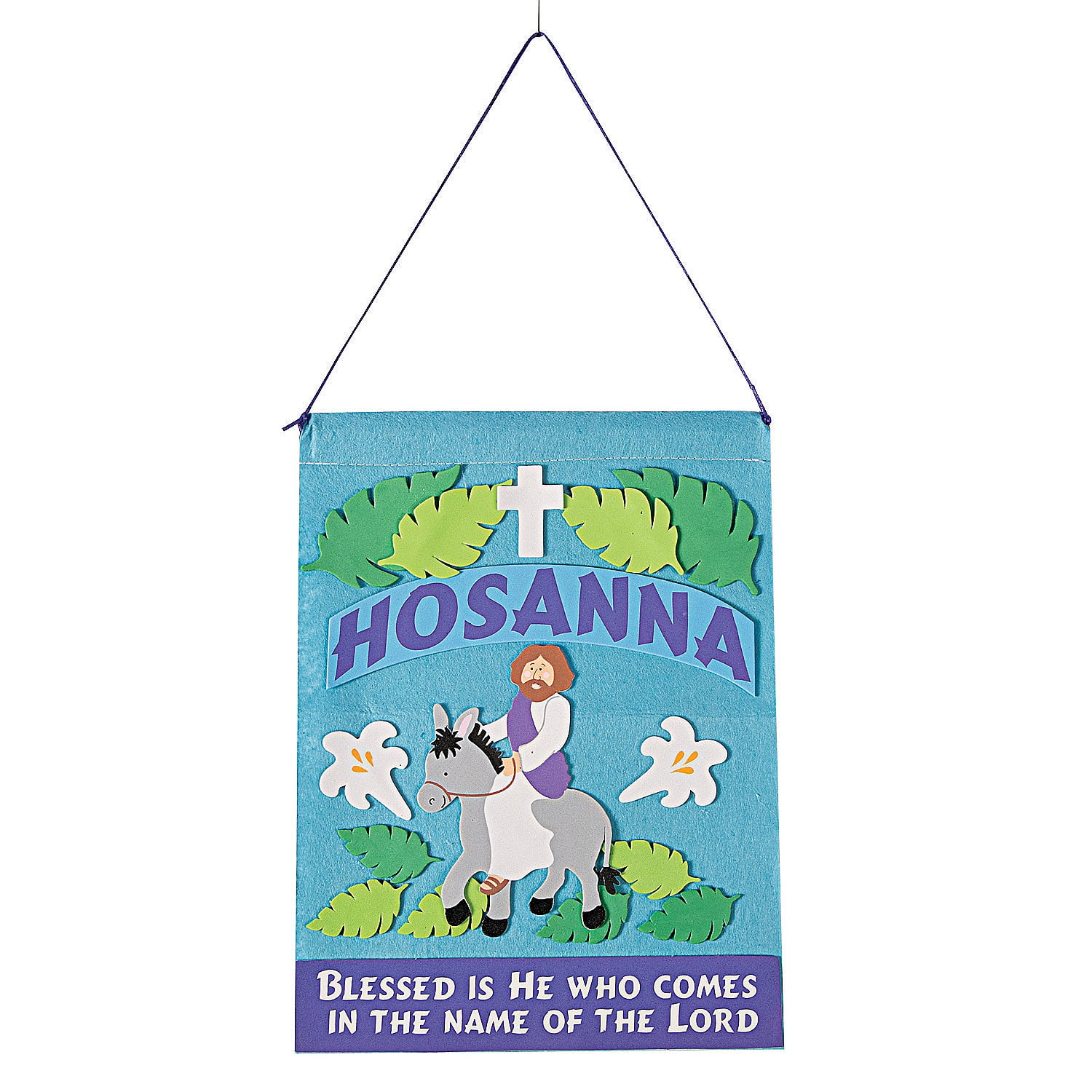 Fun Express - Palm Sunday Felt Banner Craft Kit for Easter - Craft Kits - Hanging Decor Craft Kits - Sign Decoration Craft Kits - Easter - 12 Pieces