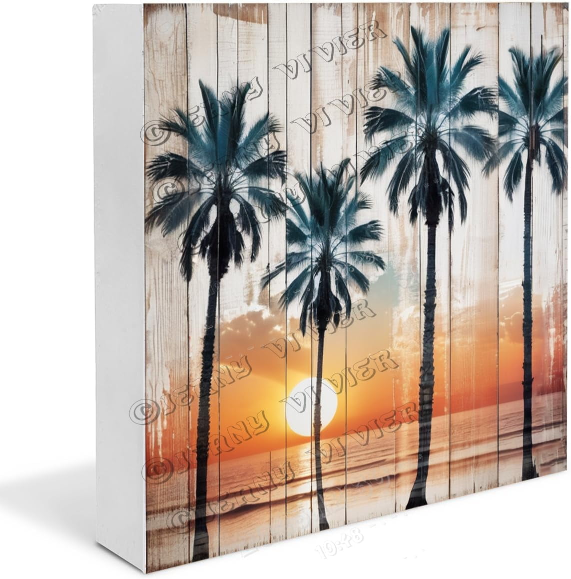 Palm Sunset Wooden Box Sign Palm Gifts Funny Summer Decor for Office ...