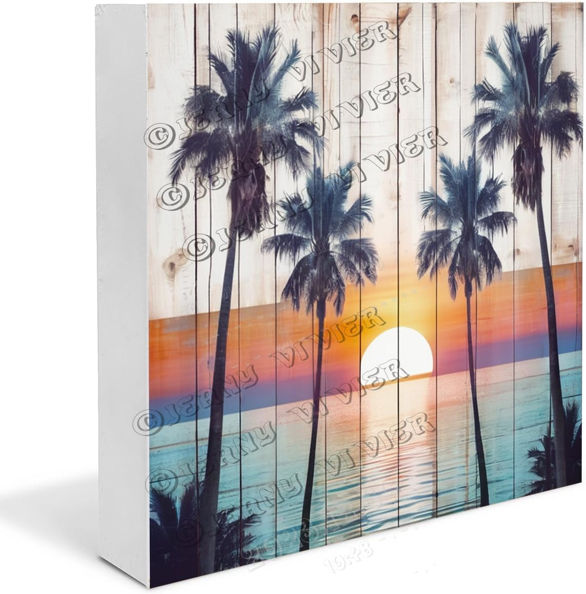 Palm Sunset Wooden Box Sign Palm Gifts Funny Summer Decor for Party ...