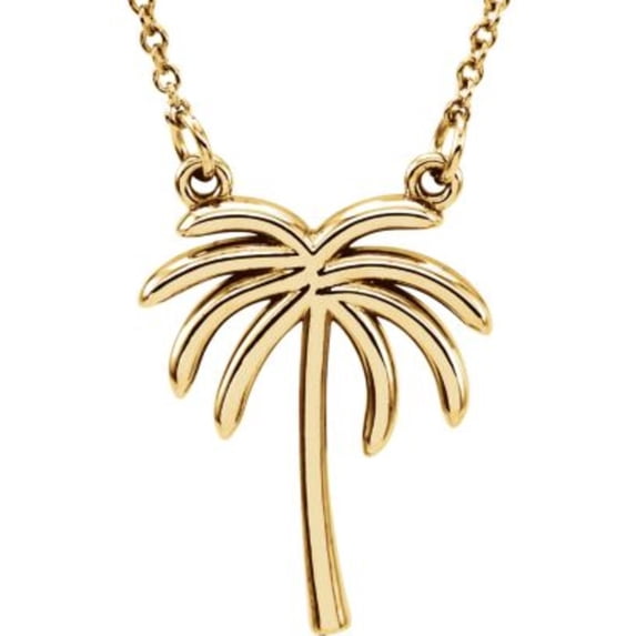 Palm Tree 16" Necklace in 14k Yellow Gold