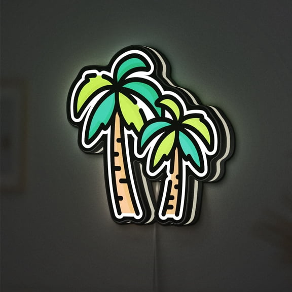 Palm Tree 3D Novelty Light Box, Tropical Island Decor for Coastal or Beach-Inspired Spaces (Height 12 inch, 30cm)