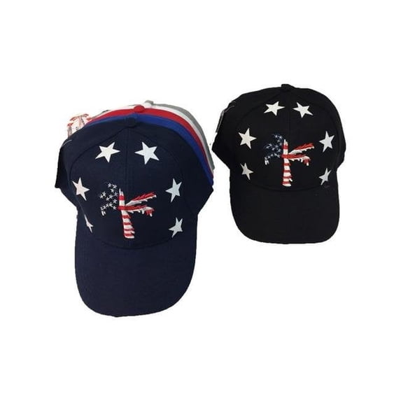 Palm Tree American Flag Americana Hat, Assorted Color - 36 Per Pack - Case of 36