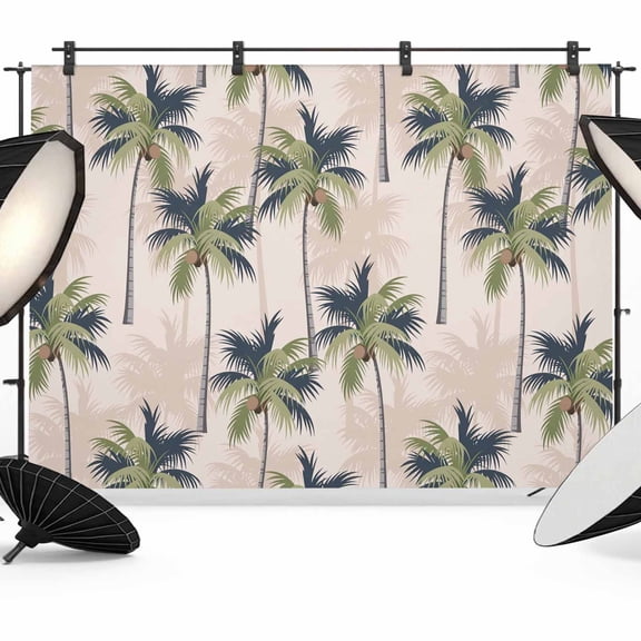 Palm Tree Backdrop for Photography,Fabric Photo Background Backdrop,Tropical Coconut Botanical Summer Seaside Photo Booth Background for Portrait Photoshoot Video Wedding Decoration Banner 10x8ft