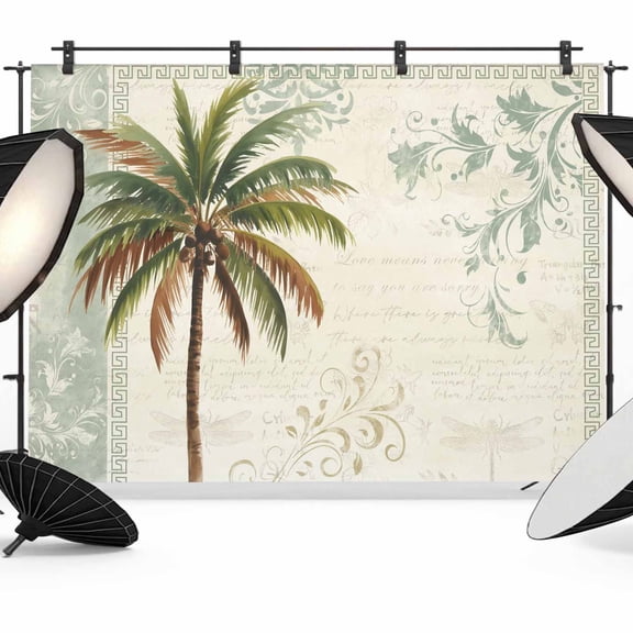 Palm Tree Backdrop for Photography, Summer Island Plant Boho Floral Texture Photo Backdrop Portrait Background Party Banner Photo Backgrounds for Studio Booth Props, 7x5ft