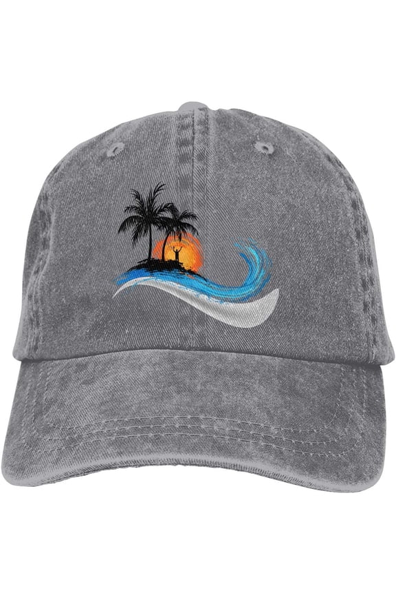 Palm Tree Baseball Caps Summer Aloha Beaches Outdoor Adjustable Denim Dad Hat