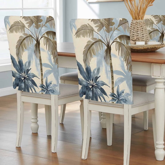 Palm Tree Beach Chair Back Covers, Removable Chair Covers for Dining Chairs Set of 6, Washable Chairs Slipcovers Back Seat Protector for Wedding Party 19"x20"