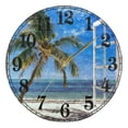thumbnail image 1 of Palm Tree Beach Sea Window Silent Wall Clock 10" Non-Ticking Battery Clock, 1 of 7