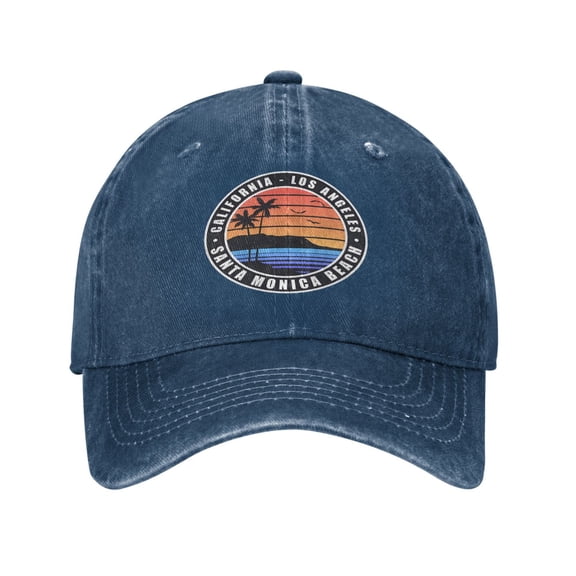 Palm Tree Beach Sunset Baseball Cap Golf Dad Hat Adjustable Washed Denim Trucker Hats Unconstructed Snapback Cap for Men Women Unisex Adult,Navy