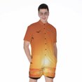 thumbnail image 1 of Palm Tree Beach Sunset Short Sleeve Men'S Rompers, Tropical Floral Hawaiian Casual Summer Jumpsuits Outfit, 1 of 4