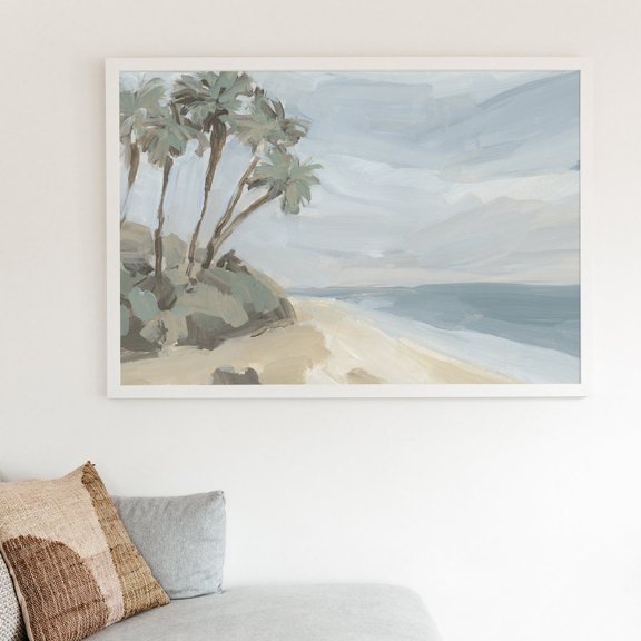 Palm Tree Beach "The Summer Beach" Art Or Art, Unframed Paper Print