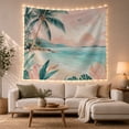 thumbnail image 1 of Palm Tree Beach with Turquoise Water and Mountains, Peaceful Coastal Style for Ocean Lovers, Tropical Wall Art, Housewarming Gift, Tapestry Wall Hanging for Bedroom and Dorm, 1 of 5