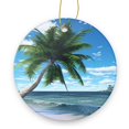 thumbnail image 1 of Palm Tree on The Beach With Waves And Sky In The Background - Christmas Ornament Xmas Keepsake Ceramic Ornaments Holiday Decorations for Tree Christmas Gift Ideas 2.95in, 1 of 6